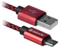 Кабель DEFENDER USB08-03T PRO USB2.0, красный, AM-MicroBM, 1m, 2.1A