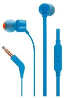 Наушники внутриканальные JBL T110 с микрофоном, 3.5мм, синий (JBLT110BLU)