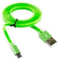 Кабель BLAST BMC-121, USB 2.0 - Micro USB, зеленый, плоский, 2 м.