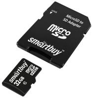Карта памяти 32 ГБ SmartBuy microSDHC Class 10 + SD adapter